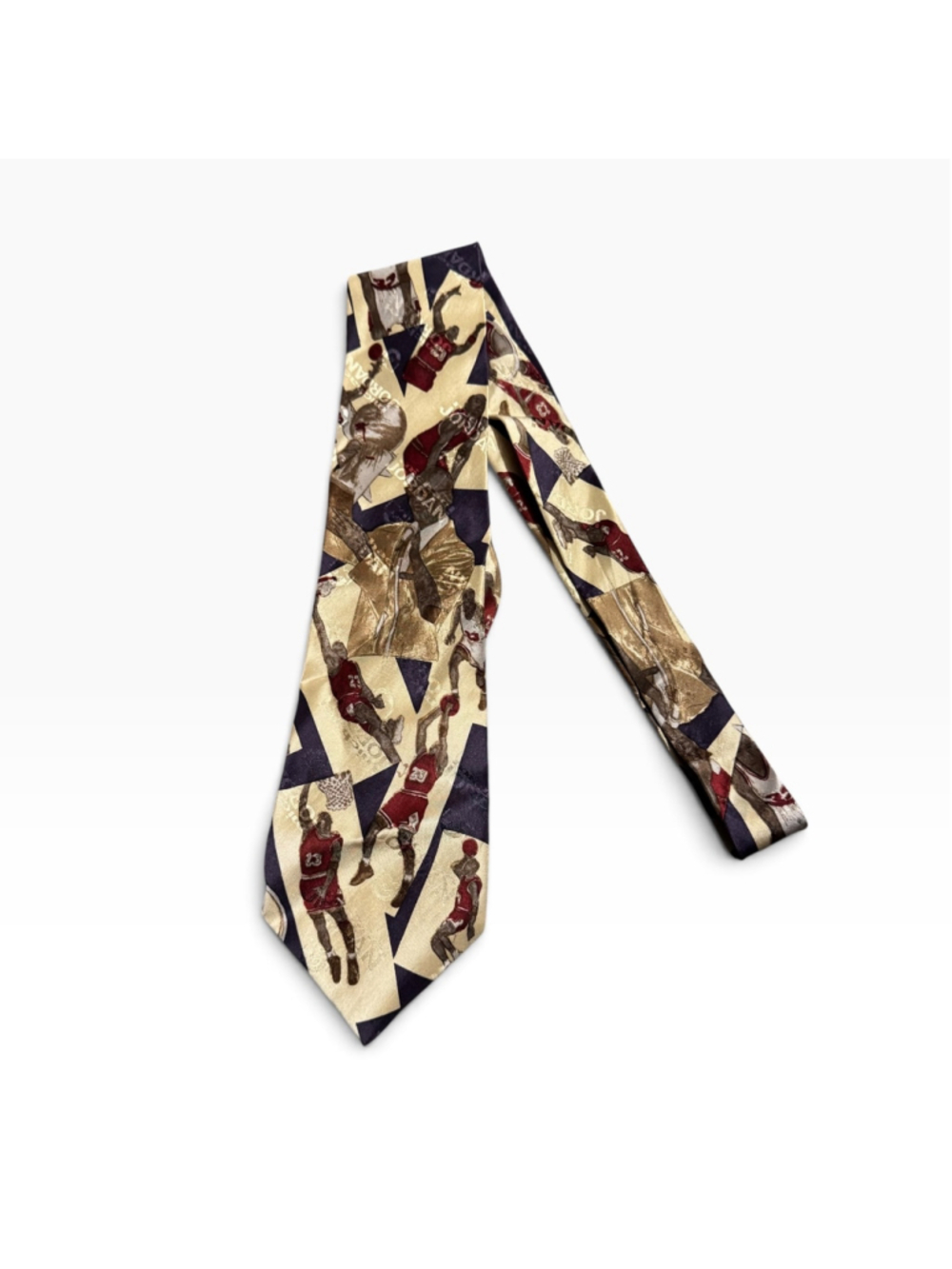 Vintage Bugatchi Uomo For Michael Jordan Tie One Size Basketball Print Rare